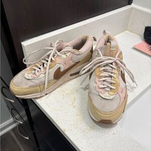 Women's Beige and Pink Nike Air Max Sneakers